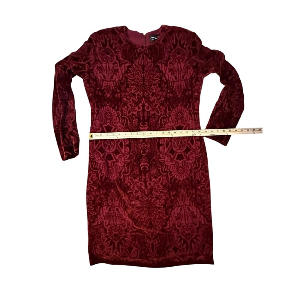 *SOLD* Linda Allard Ellen Tracy Red Silk Burnout Velvet Cocktail Dress Size 12 - Picture 7 of 9